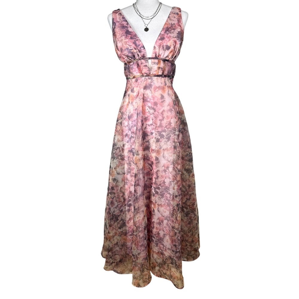 Lulus Maxi Dress XS Pink Cottage core Whimsical Romantic Coastal Wedding